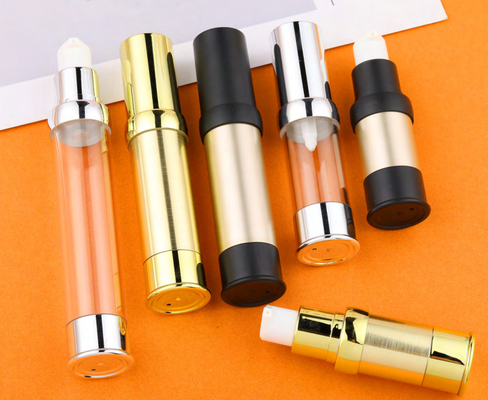 Silindervormige 10 ml 15 ml 20 ml 30 ml PP-plastiek pompfles zonder lucht met snaplotionpomp