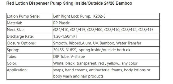 Bamboe 24 mm lotion dispenser pomp Plastic Multi Function Rode kleur K202-3