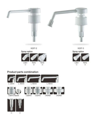 Nonspill White Lotion Dispenser Pump Leakproof met lange mondstuk K207-3