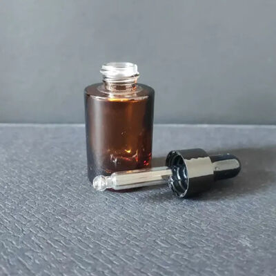 Best verkopende transparante 30 ml 1 oz lege haar olie verpakking Custom Frosted Cosmetic Serum Dropper glazen fles met pipet
