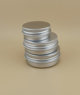 Zilveren aluminium hoesje met schroefkap K-AB-1 voor cosmetica