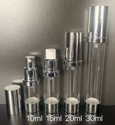 Zilverachtige airless lotionfles voor huidverzorging