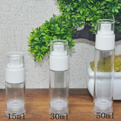Silindervormige 10 ml 15 ml 20 ml 30 m zilveren PP-plastic luchtloze pompfles met populaire lotionpompfles