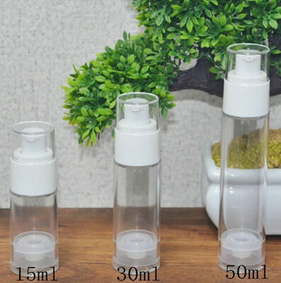 Cilindrische zilveren PP-plastic pompfles zonder lucht met populaire lotionpompfles 5 ml 15 ml 20 ml 30 ml