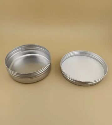 Grote zilveren aluminium koffer met schroefkap voor cosmetica
