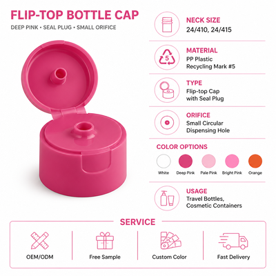 Nieuw ontwerp 24 mm plastic flip top cap 24-410 douche gel fles doppen