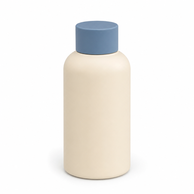 Blauwgrijze, ronde, gladde, matte plastic dop voor cosmetische flessen