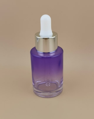 Nieuw ontwerp Helder geleidelijke verandering Paarse gladde ronde dropper fles K-GBL30 voor Essence