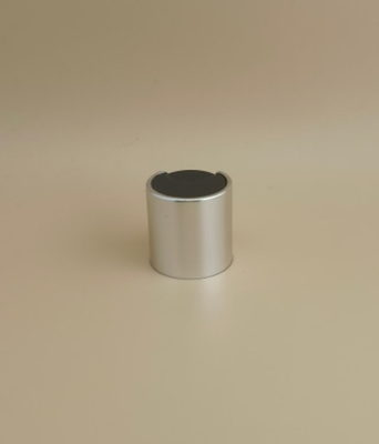 Zilveren Aluminium-Plastic Ronde Glatte Kap met Zwarte Knop voor huidverzorgingsflessen
