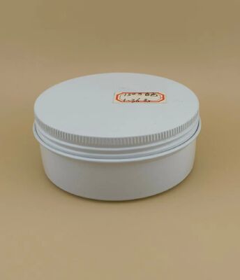 Witte zilveren aluminium koffer met schroefkap voor cosmetica