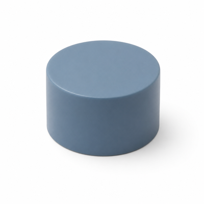 Blauwgrijze, ronde, gladde, matte plastic dop voor cosmetische flessen